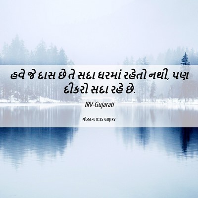 Picture 06 - યોહાન 8:35 GUJIRV - હવે જે દાસ છે તે - Bible Verse Picture