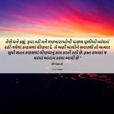 Picture 06 - રૂથ 2:7 GUJIRV - તેણે મને કહ્યું, - Bible Verse Picture