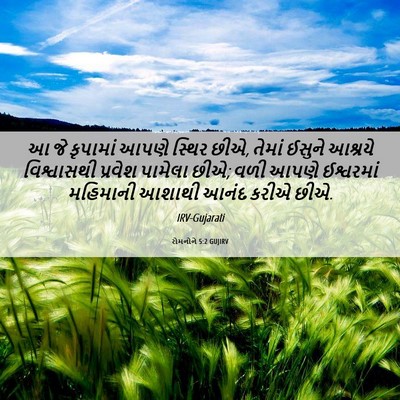 Picture 06 - રોમનોને 5:2 GUJIRV - આ જે કૃપામાં આપણે - Bible Verse Picture