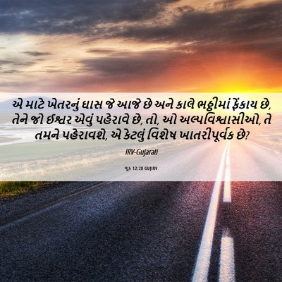 Picture 06 - લૂક 12:28 GUJIRV - એ માટે ખેતરનું ઘાસ - Bible Verse Picture
