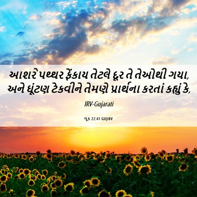 Picture 06 - લૂક 22:41 GUJIRV - આશરે પથ્થર ફેંકાય - Bible Verse Picture
