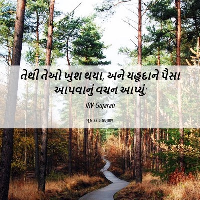 Picture 06 - લૂક 22:5 GUJIRV - તેથી તેઓ ખુશ થયા, - Bible Verse Picture