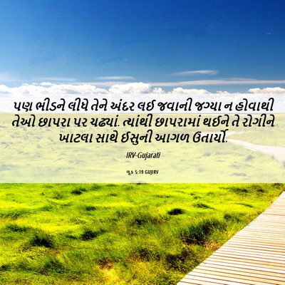 Picture 06 - લૂક 5:19 GUJIRV - પણ ભીડને લીધે તેને - Bible Verse Picture
