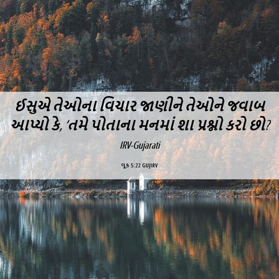 Picture 06 - લૂક 5:22 GUJIRV - ઈસુએ તેઓના વિચાર - Bible Verse Picture