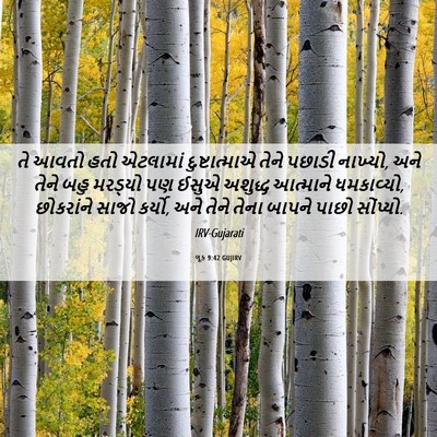 Picture 06 - લૂક 9:42 GUJIRV - તે આવતો હતો - Bible Verse Picture