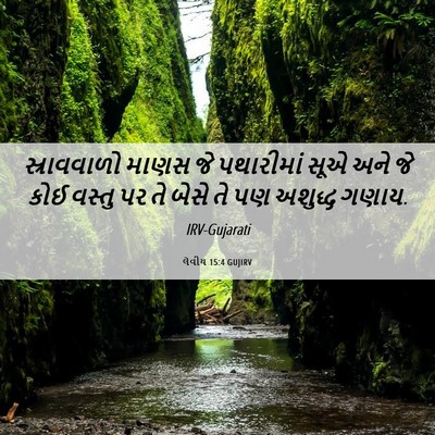 Picture 06 - લેવીય 15:4 GUJIRV - સ્રાવવાળો માણસ જે - Bible Verse Picture