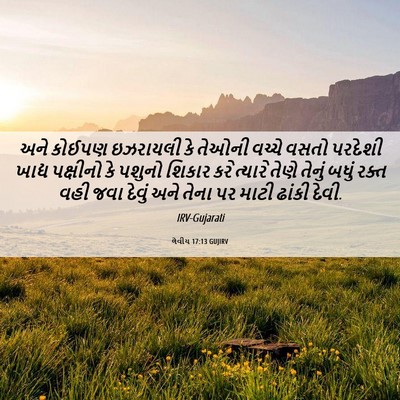 Picture 06 - લેવીય 17:13 GUJIRV - અને કોઈપણ ઇઝરાયલી - Bible Verse Picture