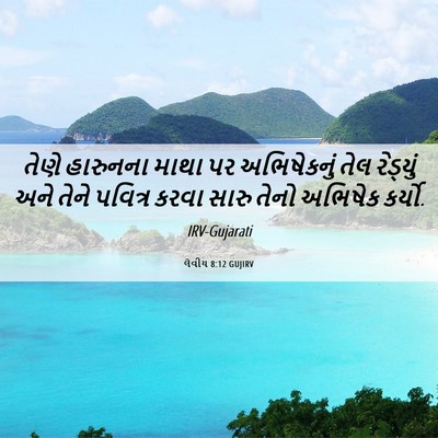 Picture 06 - લેવીય 8:12 GUJIRV - તેણે હારુનના માથા - Bible Verse Picture