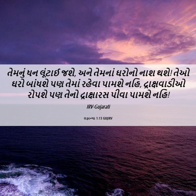 Picture 06 - સફાન્યા 1:13 GUJIRV - તેમનું ધન લૂંટાઈ - Bible Verse Picture