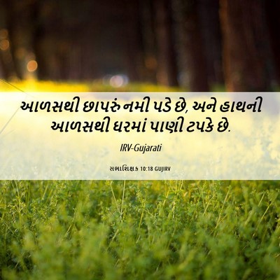 Picture 06 - સભાશિક્ષક 10:18 GUJIRV - આળસથી છાપરું નમી - Bible Verse Picture