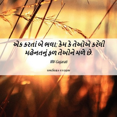 Picture 06 - સભાશિક્ષક 4:9 GUJIRV - એક કરતાં બે ભલા; - Bible Verse Picture