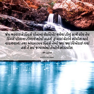Picture 06 - હઝકિયેલ 34:12 GUJIRV - જેમ ભરવાડ તે દિવસે - Bible Verse Picture