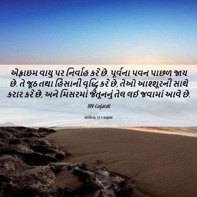 Picture 06 - હોશિયા 12:1 GUJIRV - એફ્રાઇમ વાયુ પર - Bible Verse Picture