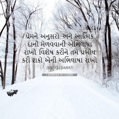 Picture 07 - 1 કરિંથીઓને 14:1 GUJIRV - પ્રેમને અનુસરો; - Bible Verse Picture