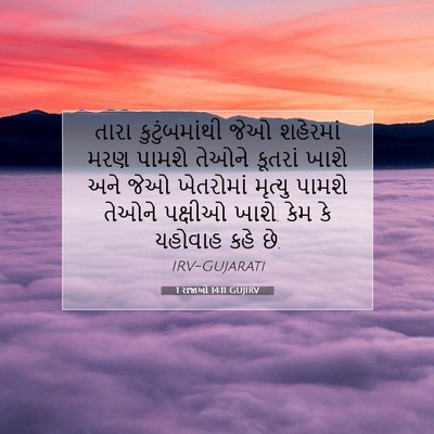 Picture 07 - 1 રાજાઓ 14:11 GUJIRV - તારા કુટુંબમાંથી - Bible Verse Picture