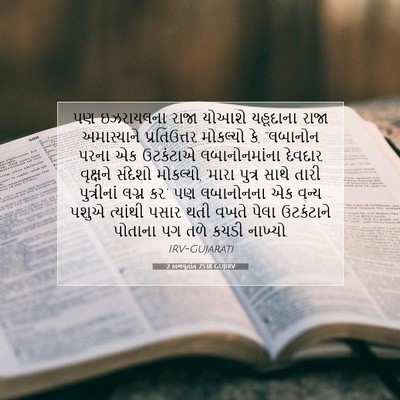 Picture 07 - 2 કાળવૃતાંત 25:18 GUJIRV - પણ ઇઝરાયલના રાજા - Bible Verse Picture