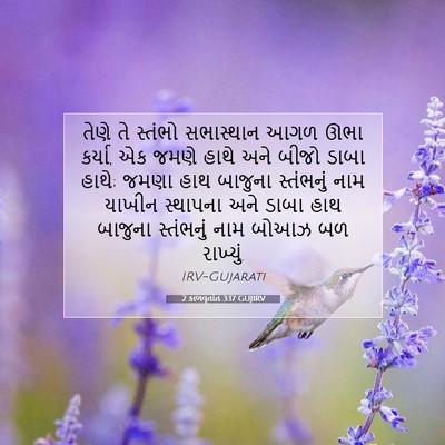 Picture 07 - 2 કાળવૃતાંત 3:17 GUJIRV - તેણે તે સ્તંભો - Bible Verse Picture