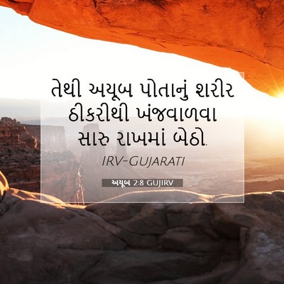 Picture 07 - અયૂબ 2:8 GUJIRV - તેથી અયૂબ પોતાનું - Bible Verse Picture