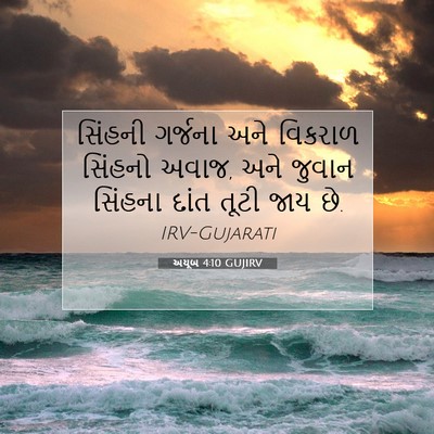 Picture 07 - અયૂબ 4:10 GUJIRV - સિંહની ગર્જના અને - Bible Verse Picture