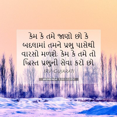Picture 07 - ક્લોસ્સીઓને 3:24 GUJIRV - કેમ કે તમે જાણો છો - Bible Verse Picture