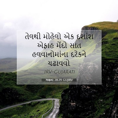 Picture 07 - ગણના 28:29 GUJIRV - તેલથી મોહેલો એક - Bible Verse Picture