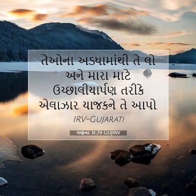 Picture 07 - ગણના 31:29 GUJIRV - તેઓના અડધામાંથી - Bible Verse Picture