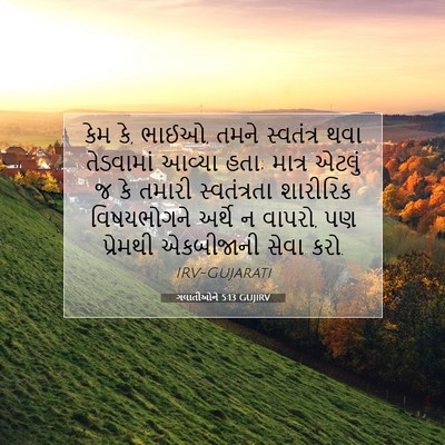 Picture 07 - ગલાતીઓને 5:13 GUJIRV - કેમ કે, ભાઈઓ, તમને - Bible Verse Picture