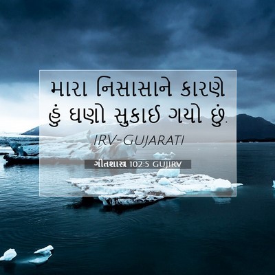 Picture 07 - ગીતશાસ્ત્ર 102:5 GUJIRV - મારા નિસાસાને - Bible Verse Picture