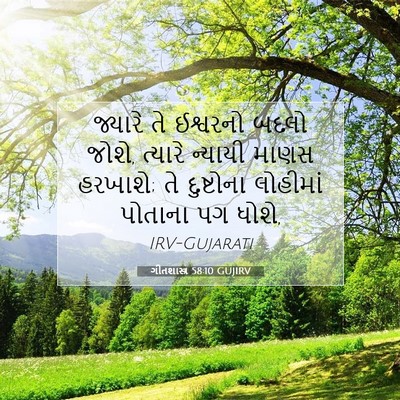 Picture 07 - ગીતશાસ્ત્ર 58:10 GUJIRV - જ્યારે તે ઈશ્વરનો - Bible Verse Picture