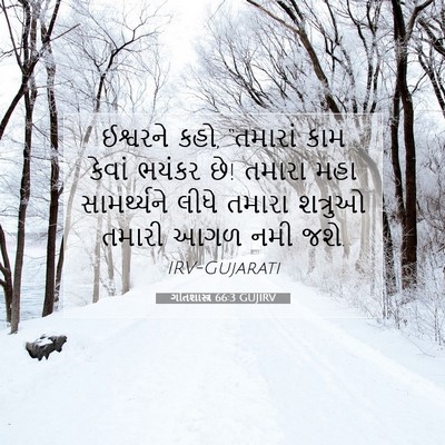 Picture 07 - ગીતશાસ્ત્ર 66:3 GUJIRV - ઈશ્વરને કહો, - Bible Verse Picture