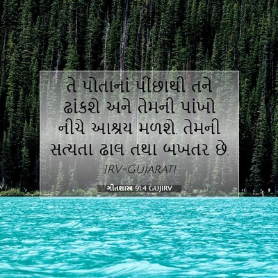 Picture 07 - ગીતશાસ્ત્ર 91:4 GUJIRV - તે પોતાનાં - Bible Verse Picture
