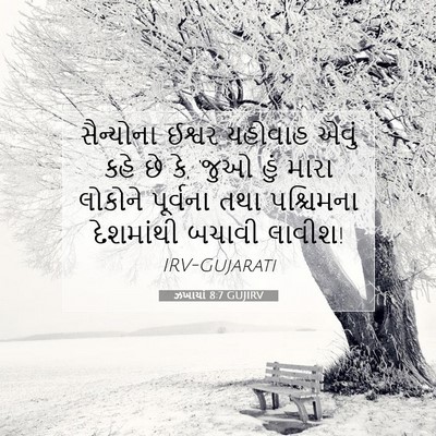 Picture 07 - ઝખાર્યા 8:7 GUJIRV - સૈન્યોના ઈશ્વર - Bible Verse Picture