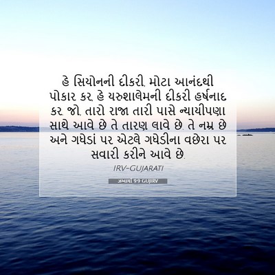 Picture 07 - ઝખાર્યા 9:9 GUJIRV - હે સિયોનની દીકરી, - Bible Verse Picture