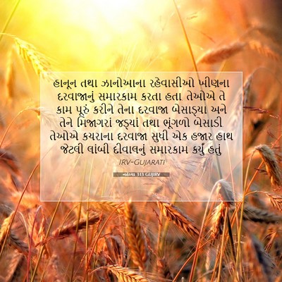 Picture 07 - નહેમ્યા 3:13 GUJIRV - હાનૂન તથા ઝાનોઆના - Bible Verse Picture