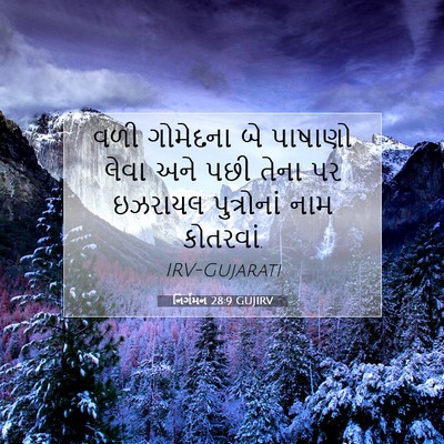 Picture 07 - નિર્ગમન 28:9 GUJIRV - વળી ગોમેદના બે - Bible Verse Picture