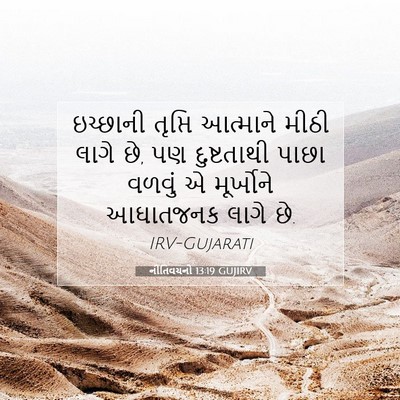 Picture 07 - નીતિવચનો 13:19 GUJIRV - ઇચ્છાની તૃપ્તિ - Bible Verse Picture