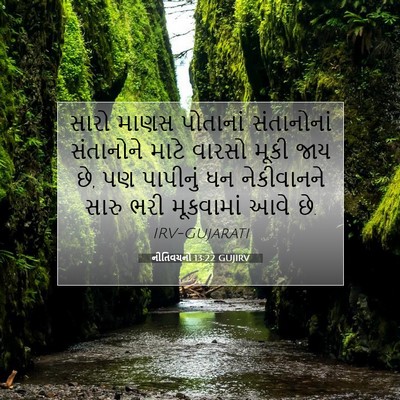 Picture 07 - નીતિવચનો 13:22 GUJIRV - સારો માણસ પોતાનાં - Bible Verse Picture