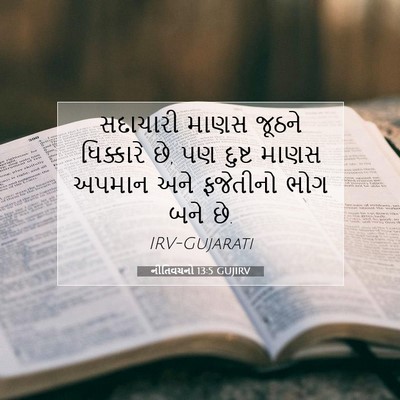 Picture 07 - નીતિવચનો 13:5 GUJIRV - સદાચારી માણસ - Bible Verse Picture