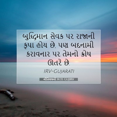Picture 07 - નીતિવચનો 14:35 GUJIRV - બુદ્ધિમાન સેવક પર - Bible Verse Picture