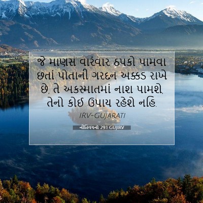 Picture 07 - નીતિવચનો 29:1 GUJIRV - જે માણસ વારંવાર - Bible Verse Picture