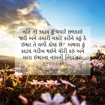 Picture 07 - નીતિવચનો 30:9 GUJIRV - નહિ તો કદાચ હું - Bible Verse Picture