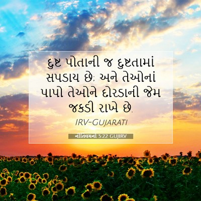 Picture 07 - નીતિવચનો 5:22 GUJIRV - દુષ્ટ પોતાની જ - Bible Verse Picture