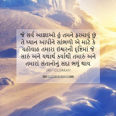 Picture 07 - પુનર્નિયમ 12:28 GUJIRV - જે સર્વ આજ્ઞાઓ હું - Bible Verse Picture