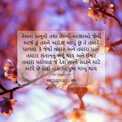 Picture 07 - પુનર્નિયમ 4:40 GUJIRV - તેમના કાનૂનો તથા - Bible Verse Picture