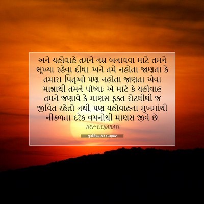 Picture 07 - પુનર્નિયમ 8:3 GUJIRV - અને યહોવાહે તમને - Bible Verse Picture