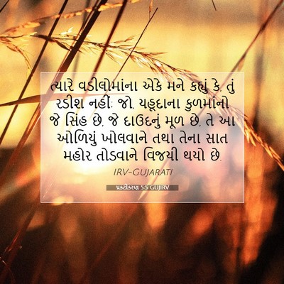 Picture 07 - પ્રકટીકરણ 5:5 GUJIRV - ત્યારે વડીલોમાંના - Bible Verse Picture