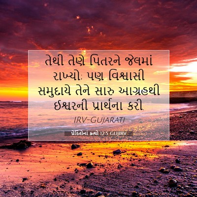 Picture 07 - પ્રેરિતોનાં ક્રત્યો 12:5 GUJIRV - તેથી તેણે પિતરને - Bible Verse Picture