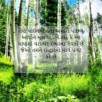 Picture 07 - પ્રેરિતોનાં ક્રત્યો 16:17 GUJIRV - તેણે પાઉલની તથા - Bible Verse Picture