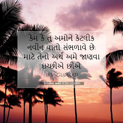 Picture 07 - પ્રેરિતોનાં ક્રત્યો 17:20 GUJIRV - કેમ કે તુ અમોને - Bible Verse Picture