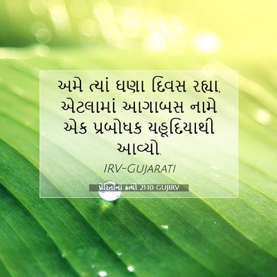 Picture 07 - પ્રેરિતોનાં ક્રત્યો 21:10 GUJIRV - અમે ત્યાં ઘણા દિવસ - Bible Verse Picture